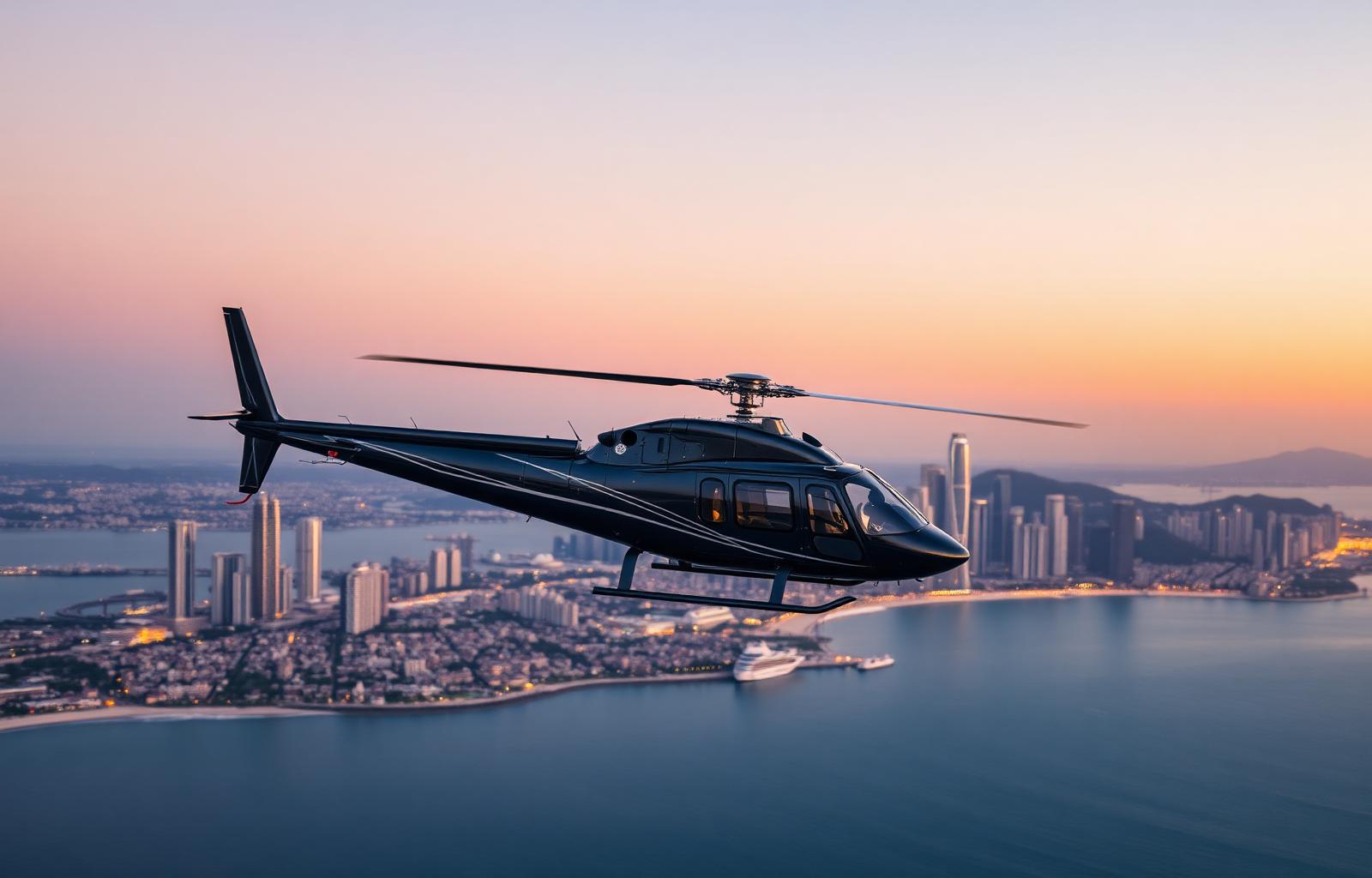 Executive VIP helicopter over the city